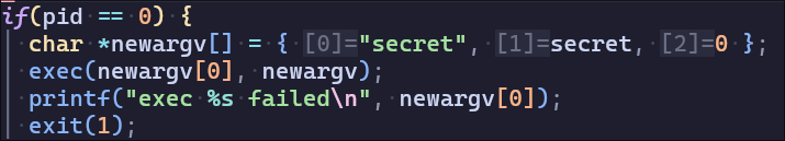 attacktest.c fork创建新进程执行secret.c