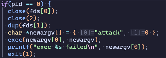 attacktest.c fork创建新进程执行attack.c