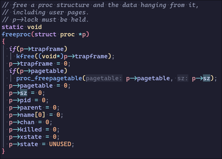 进程内存的释放