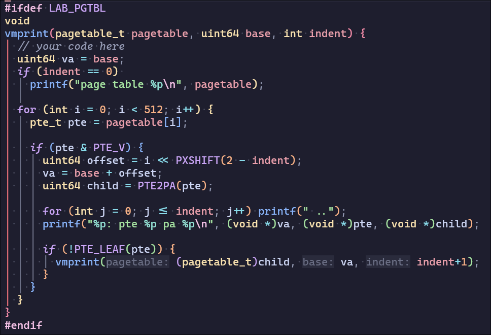 错误的页表打印代码
