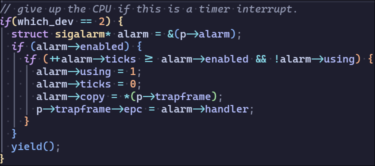 usertrap中alarm支持